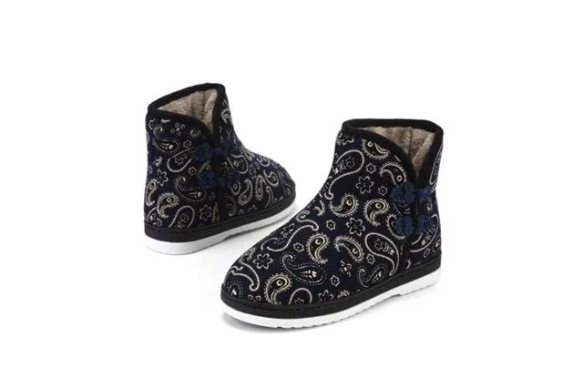 Round Toe Flat Winter Boots