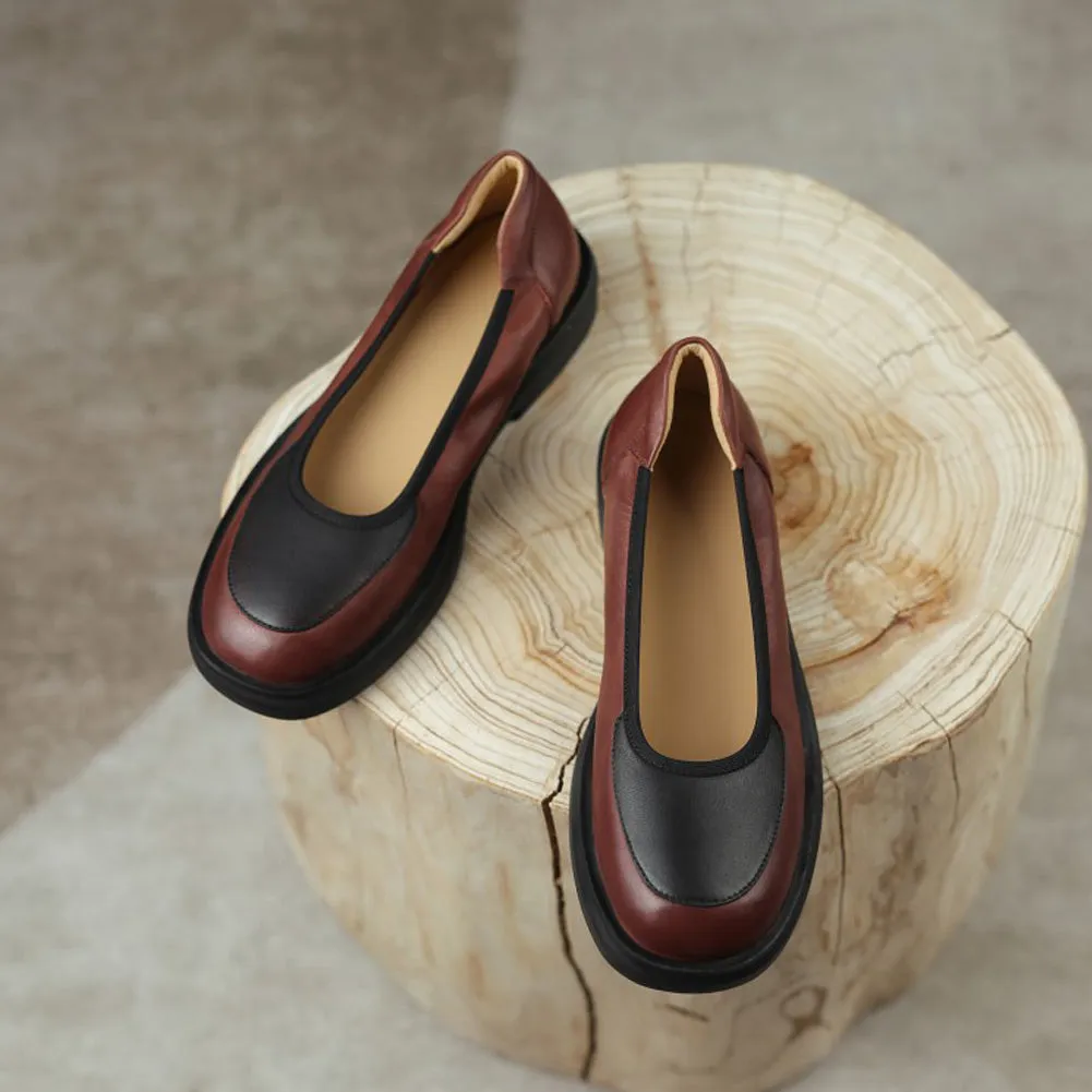 ROUND TOE LOW HEEL SLINGBACK LOAFERS SHOES for WOMEN