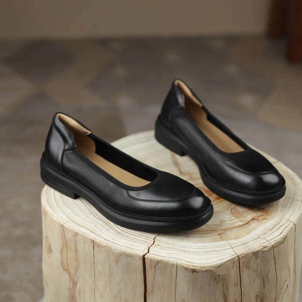 ROUND TOE LOW HEEL SLINGBACK LOAFERS SHOES for WOMEN