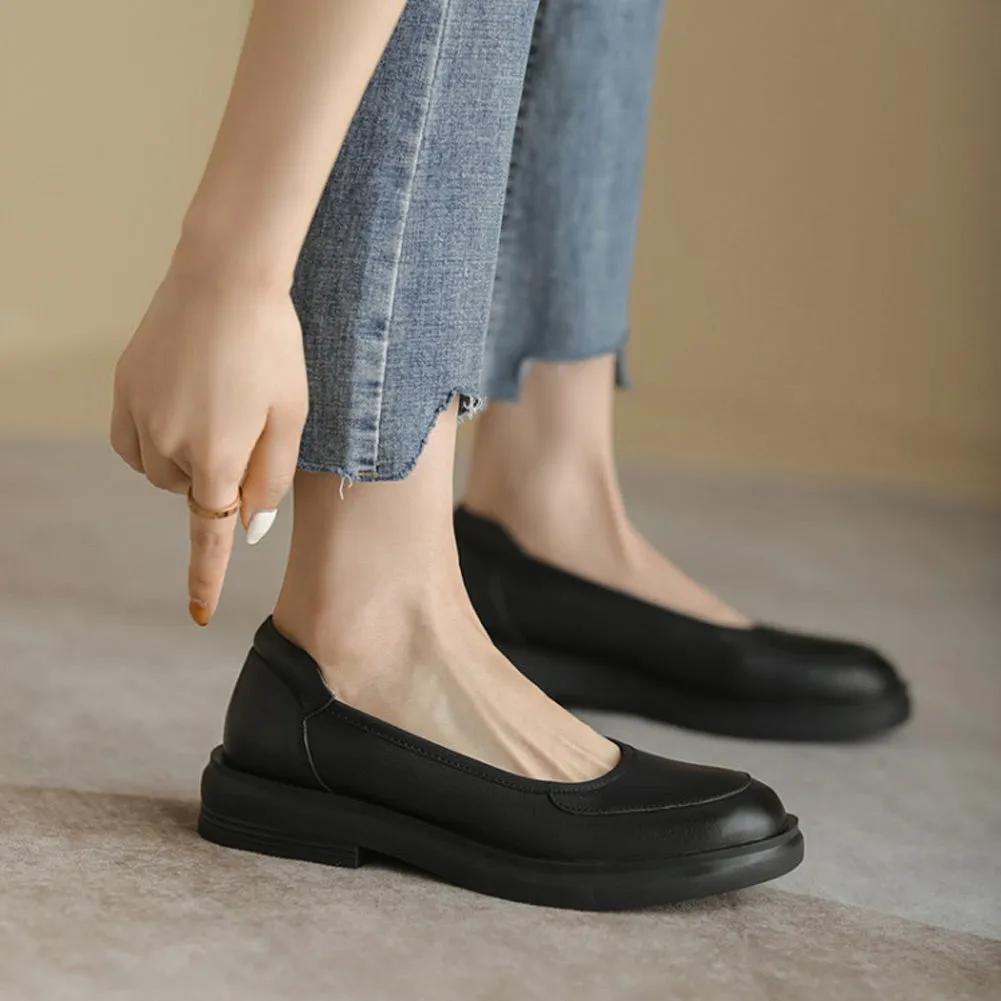 ROUND TOE LOW HEEL SLINGBACK LOAFERS SHOES for WOMEN