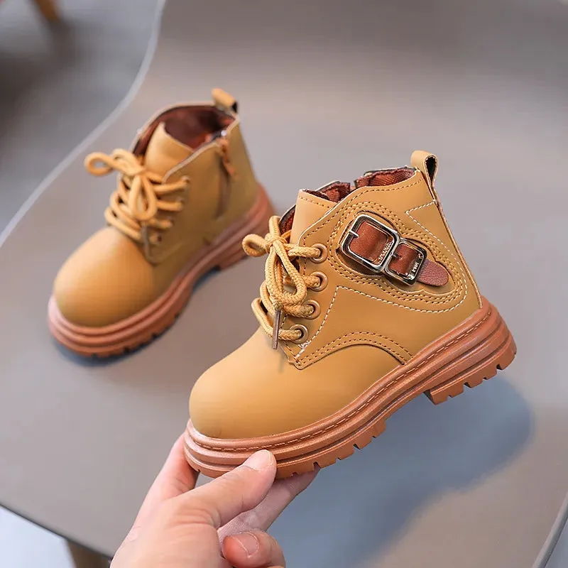 Trendy Buckle Lace Up Boots (3 Colours)