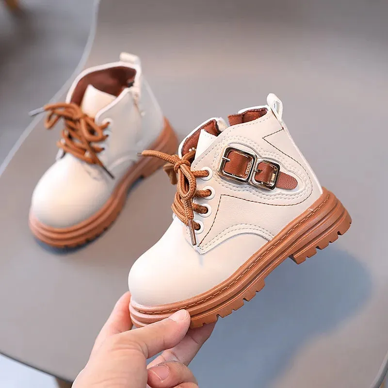 Trendy Buckle Lace Up Boots (3 Colours)