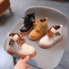 Trendy Buckle Lace Up Boots (3 Colours)