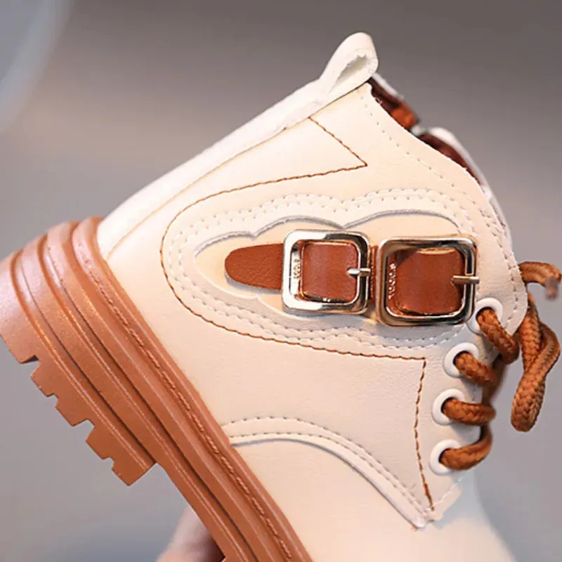 Trendy Buckle Lace Up Boots (3 Colours)