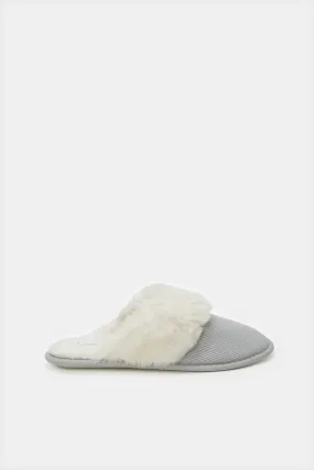 Women Grey Corduroy Slipper
