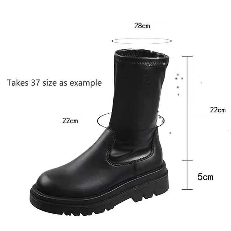 Women's black PU elastic thigh high boots
