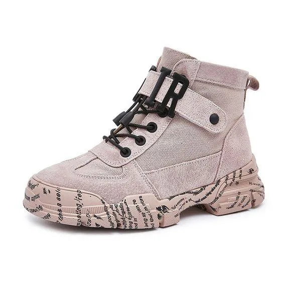 Women's Trendy British Martin Canvas Booties