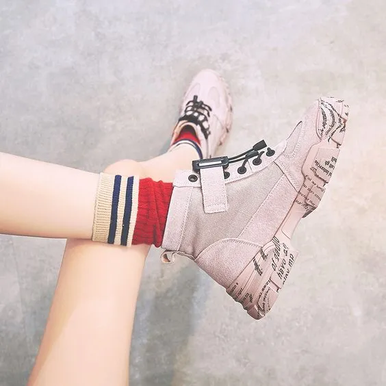 Women's Trendy British Martin Canvas Booties