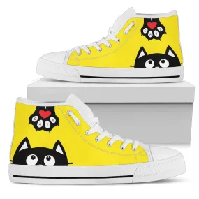 Yellow Cat Art Women's High Top Women Shoes Sneakers